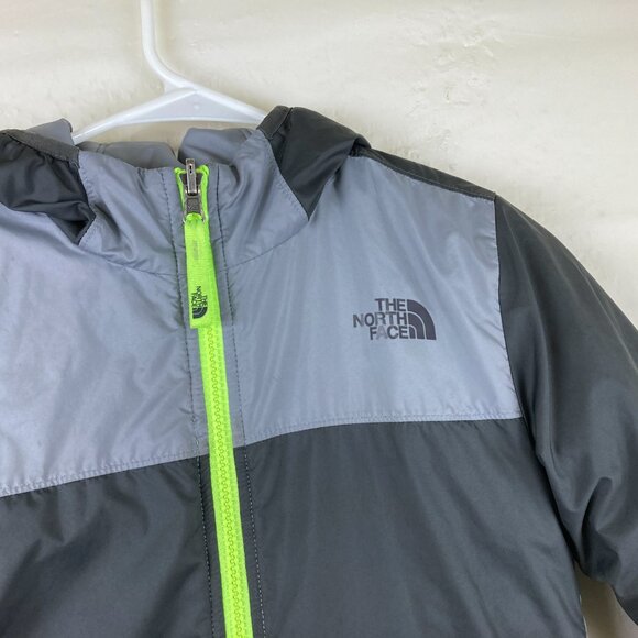 The North Face Boys sz 6 Reversible Hooded Jacket Fall Winter Logo Gray - Picture 2 of 9
